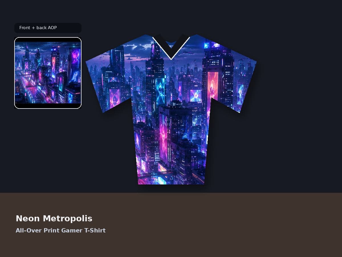 Neon Metropolis All-Over Print Gamer T-Shirt