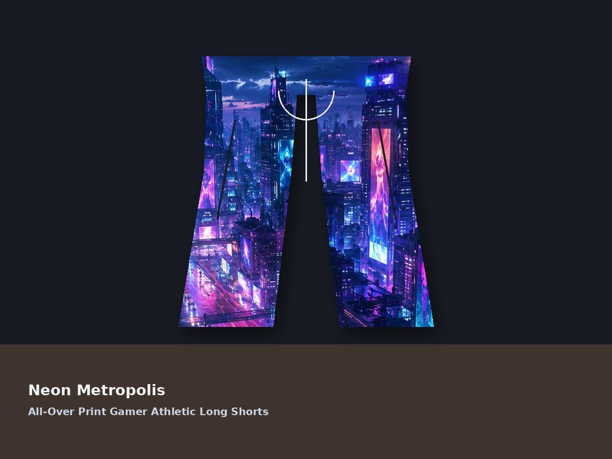 Neon Metropolis All-Over Print Gamer Athletic Long Shorts