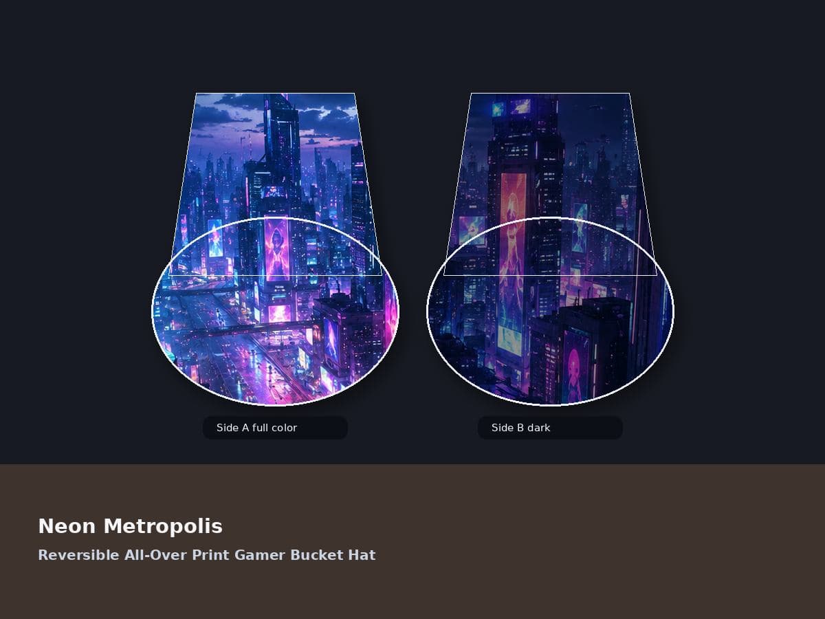 Neon Metropolis Reversible All-Over Print Gamer Bucket Hat