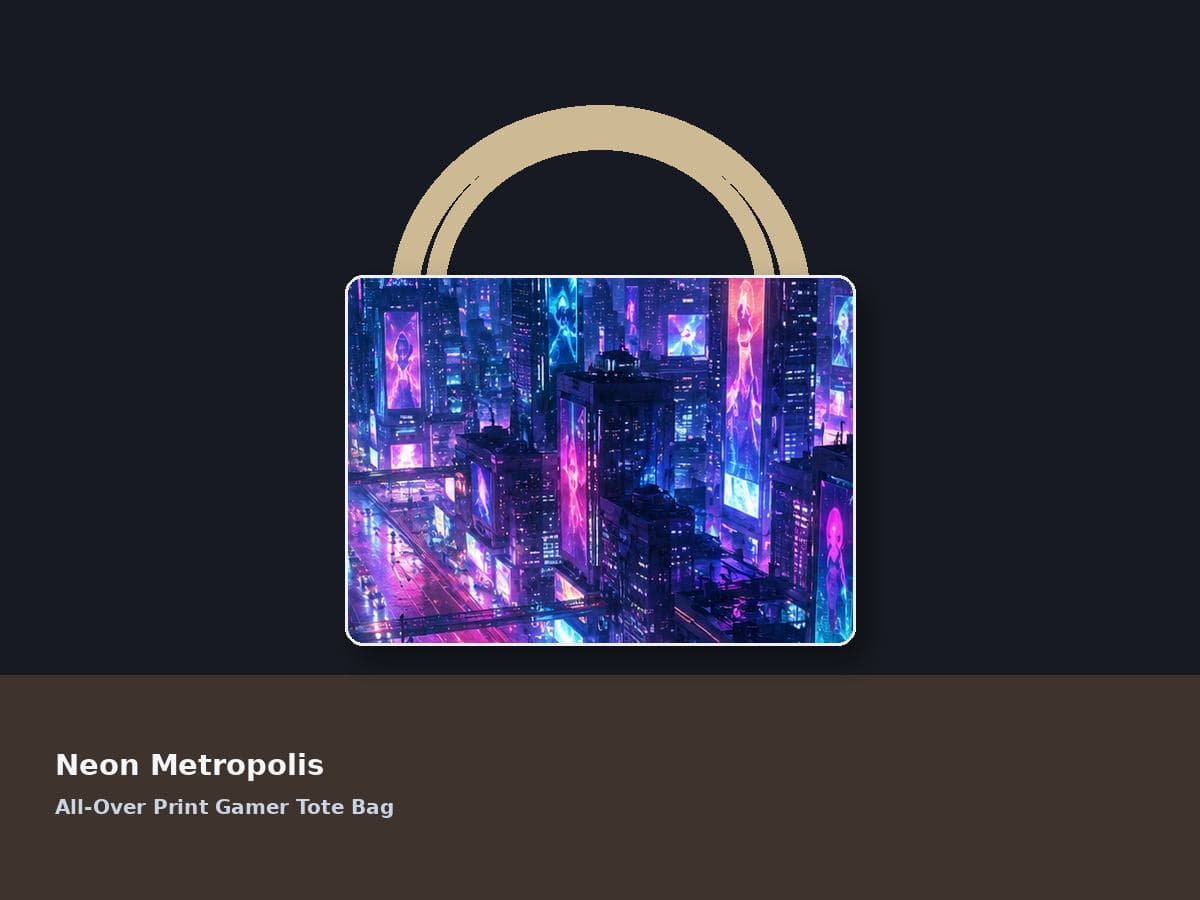 Neon Metropolis All-Over Print Gamer Tote Bag