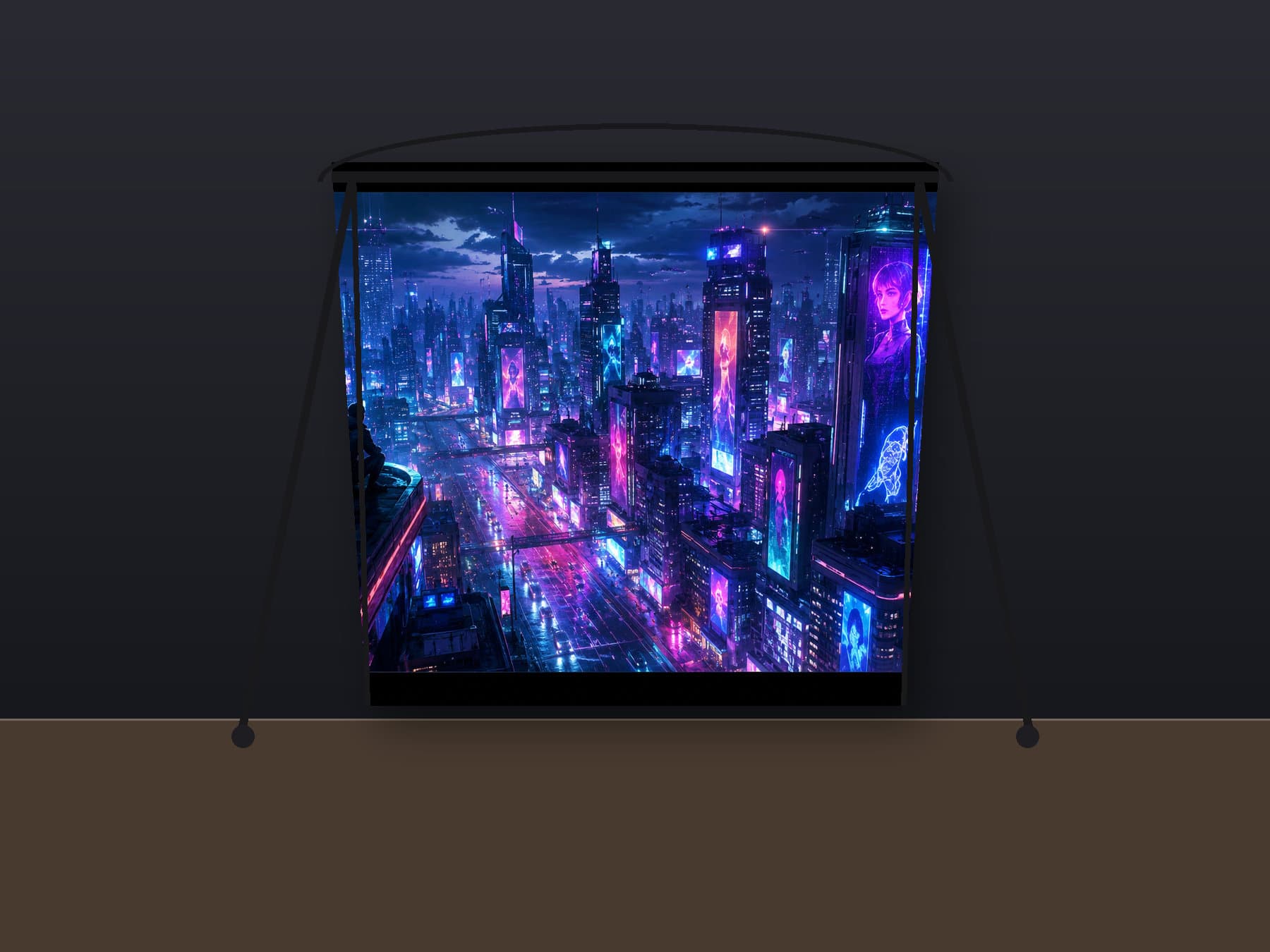 Neon Metropolis All-Over Print Gaming Drawstring Bag